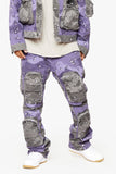 "DUAL SOLDIER" STACKED FLARE JEANS PLUM PURPLE