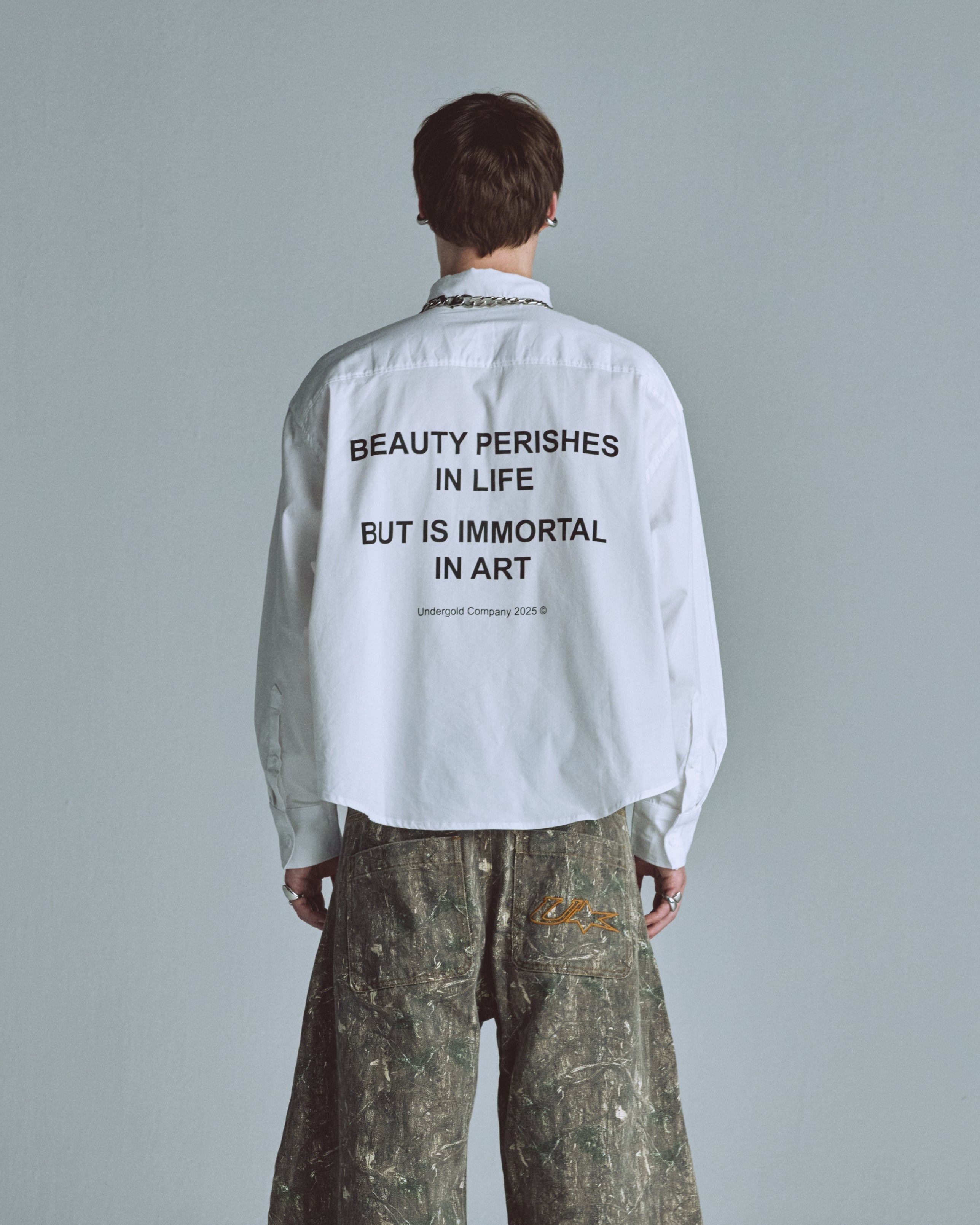 Echoes Beauty Long Sleeve Boxy Fit Shirt Bone