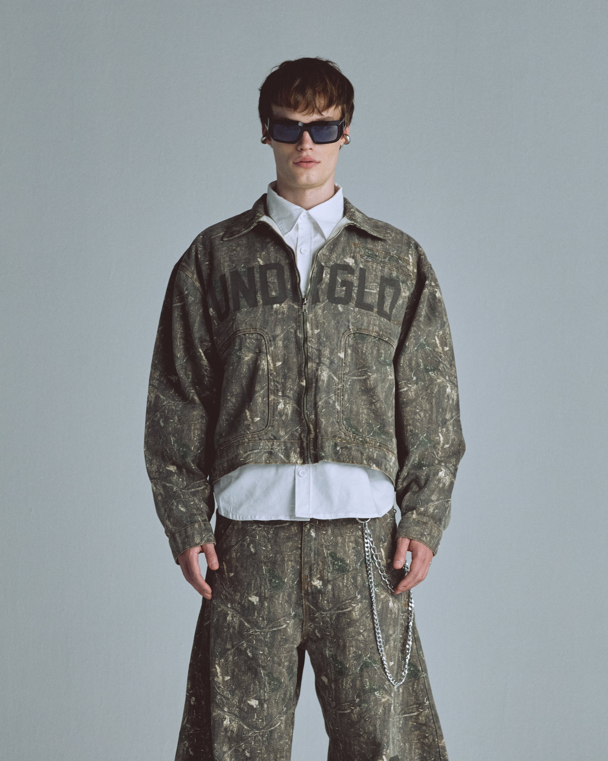 Echoes UNDRGLD Zip Up Jacket Forest Pattern