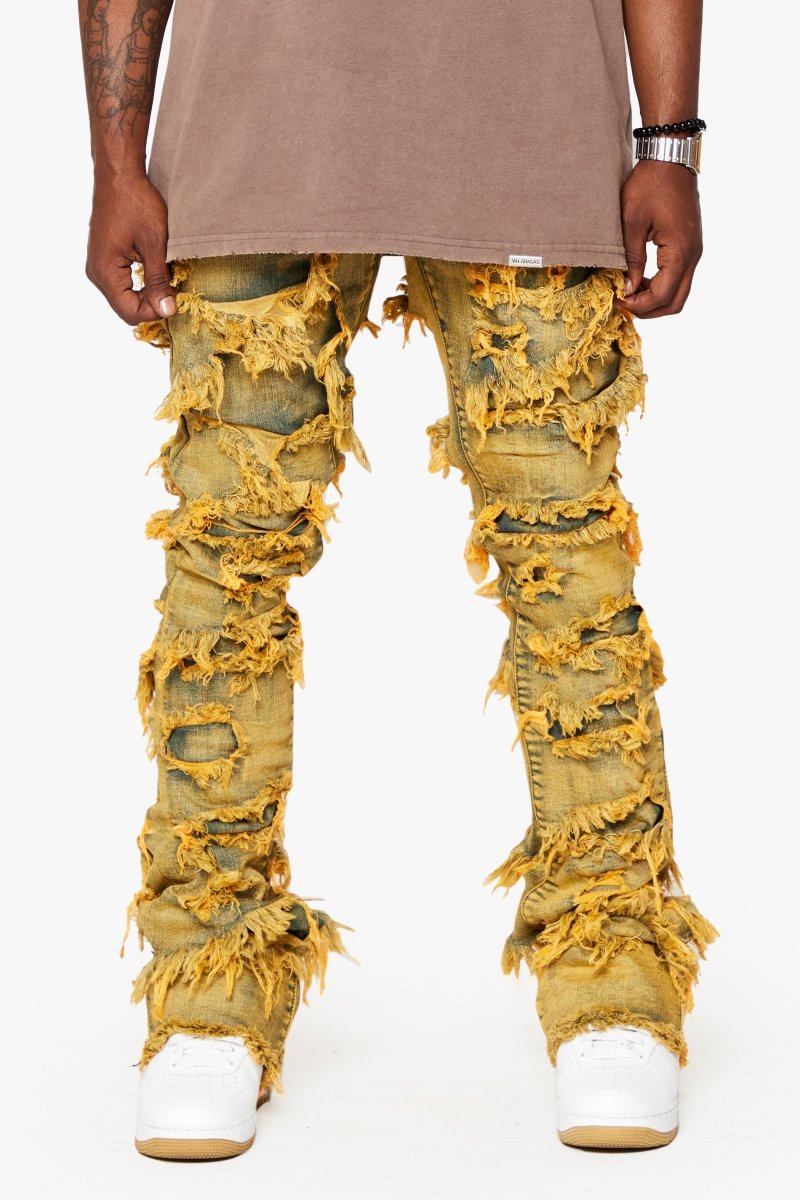 "EYEORE” STACKED FLARE JEAN DIRTY VINTAGE WASH