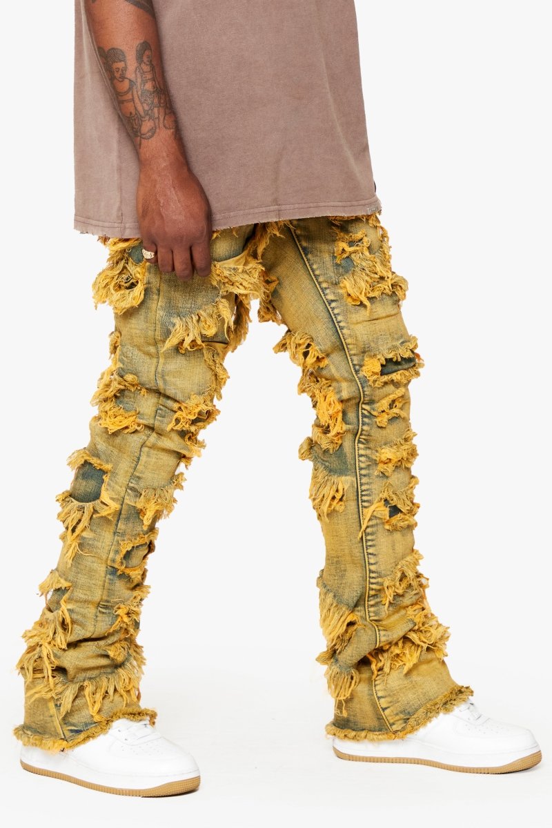 "EYEORE” STACKED FLARE JEAN DIRTY VINTAGE WASH