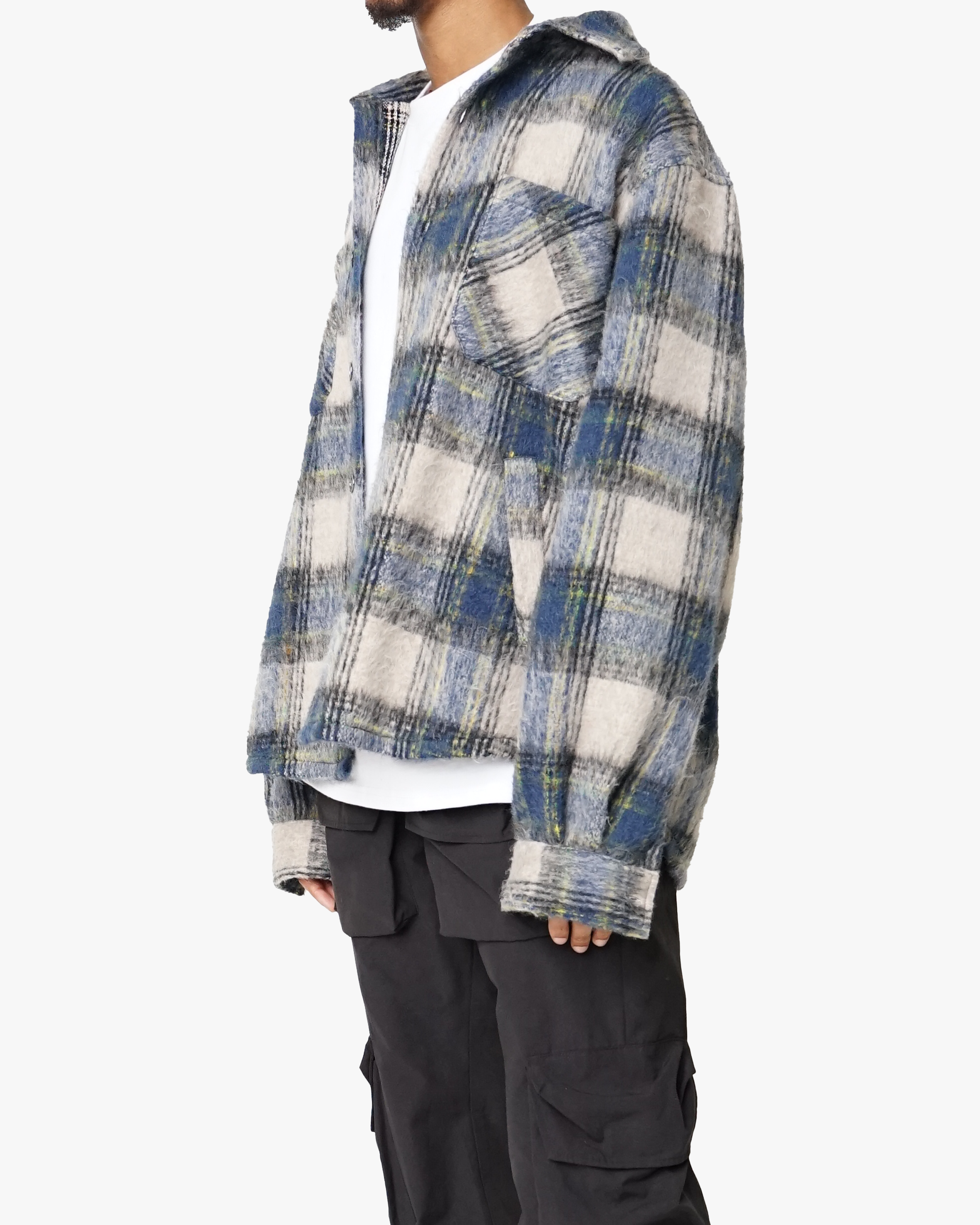 EPTM Side Slit Flannel - Blue/Grey
