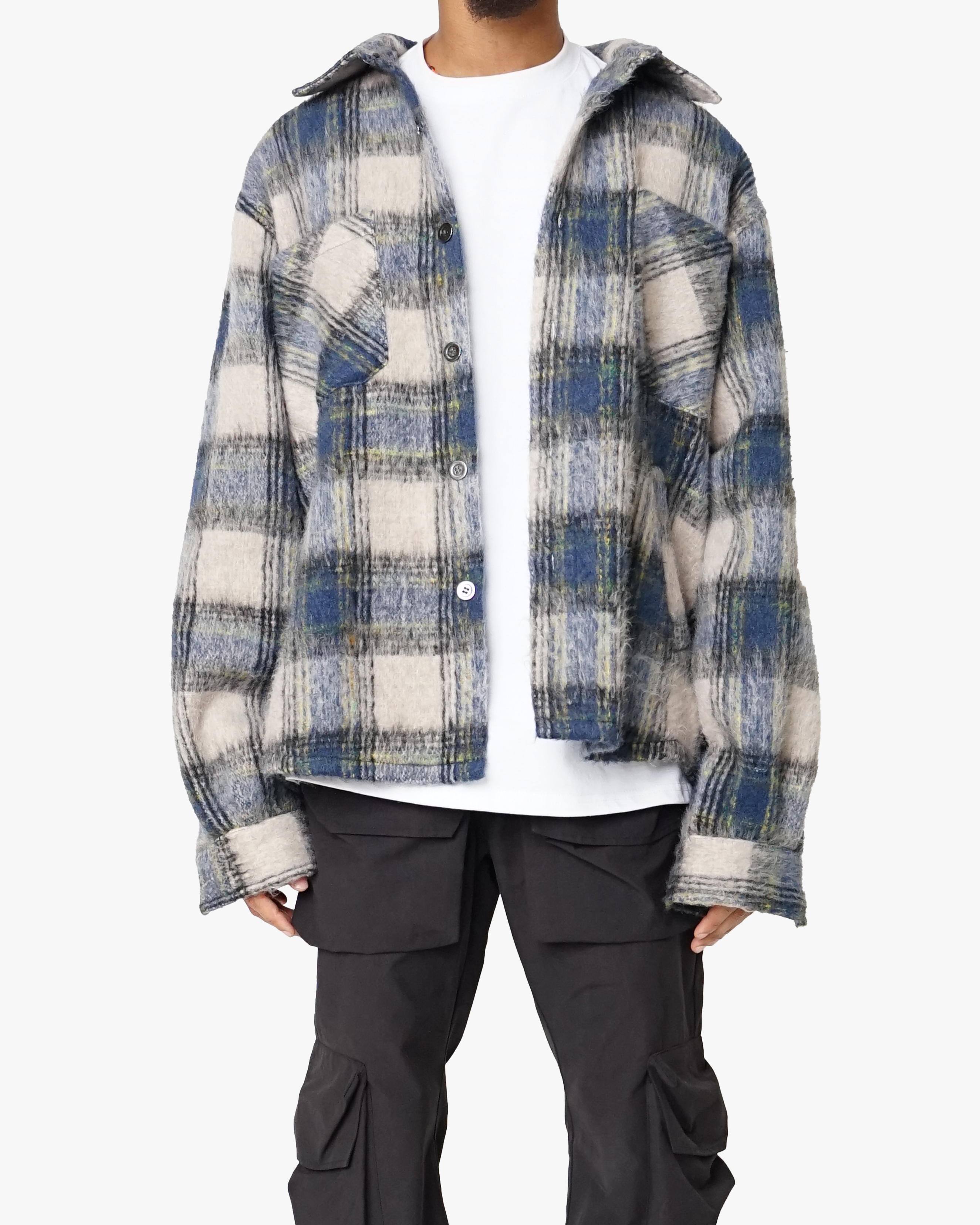 EPTM Side Slit Flannel - Blue/Grey