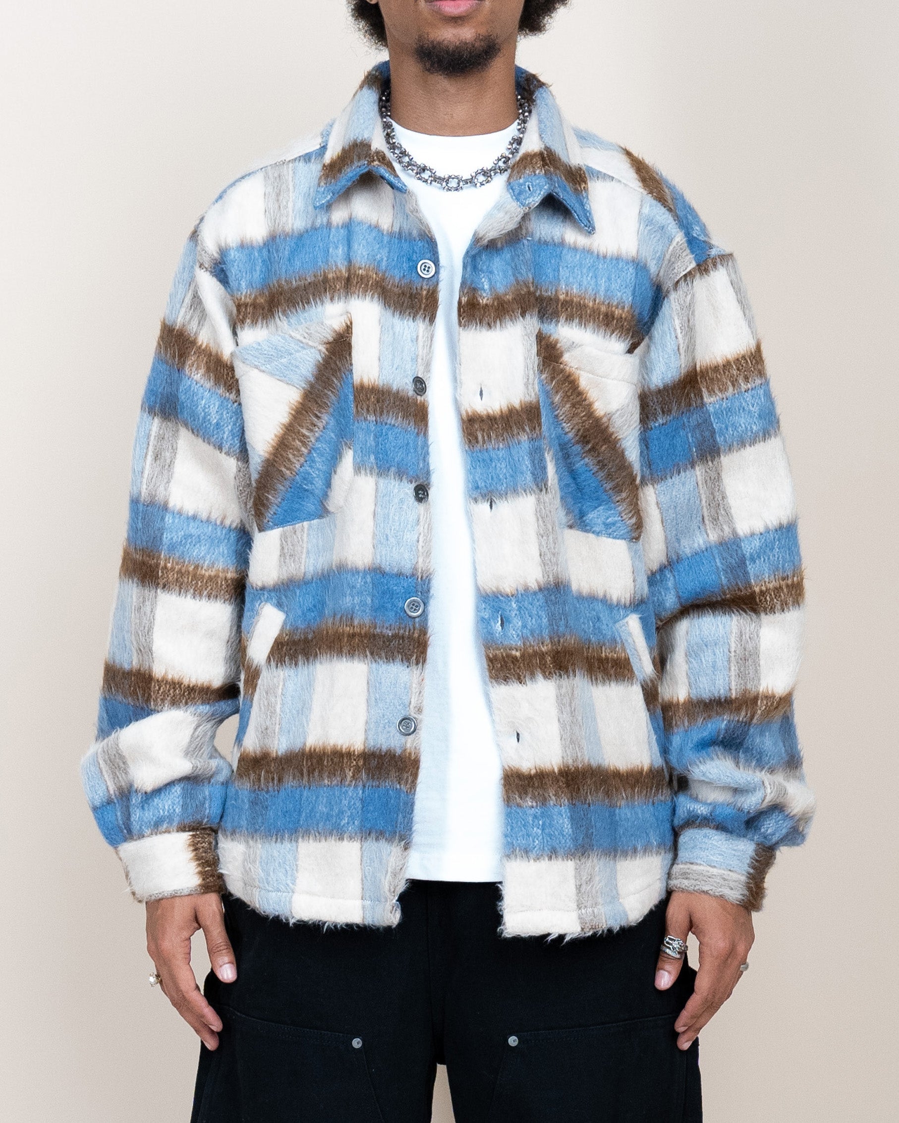 EPTM Side Slit Flannel - Blue/Brown