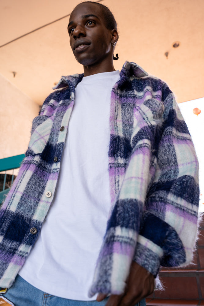 EPTM Side Slit Flannel - Purple/White