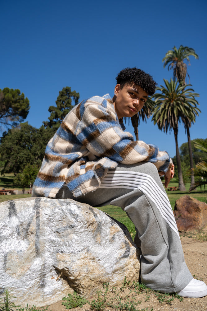 EPTM Side Slit Flannel - Blue/Brown