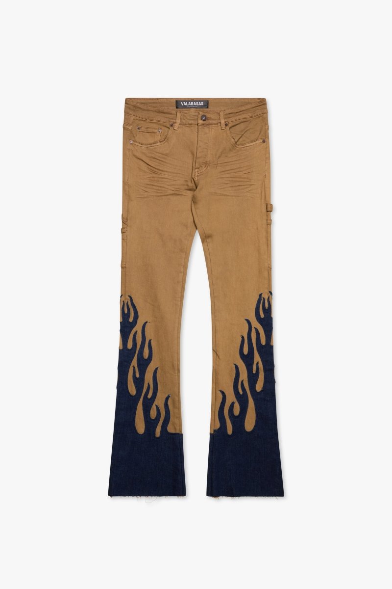 "FLARE" STACKED FLARE JEAN BROWN BLACK