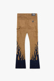 "FLARE" STACKED FLARE JEAN BROWN BLACK