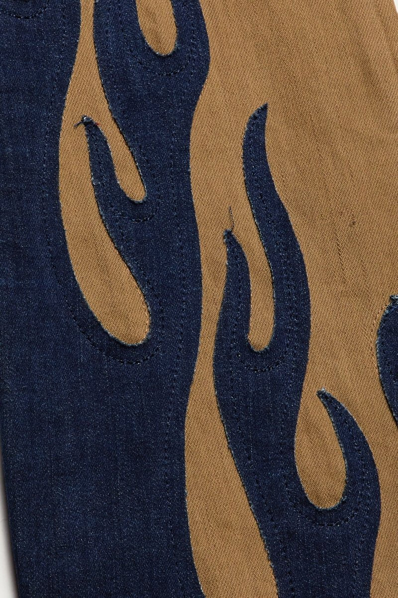 "FLARE" STACKED FLARE JEAN BROWN BLACK