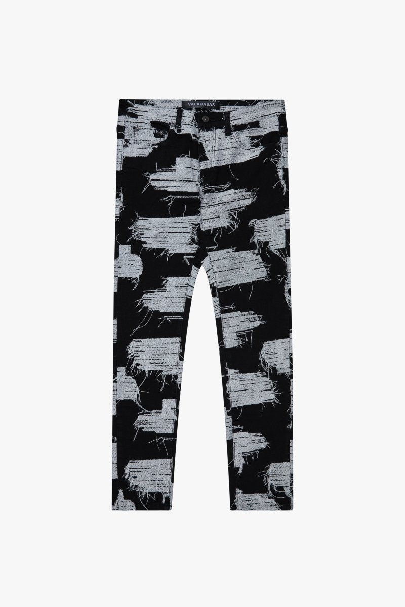 "FRAY GRID" SKINNY BLACK WHITE WASH