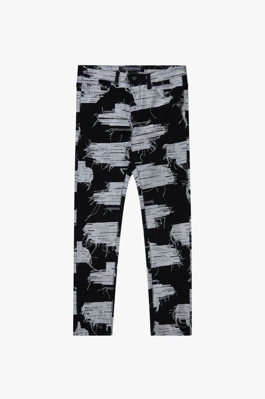 "FRAY GRID" SKINNY BLACK WHITE WASH