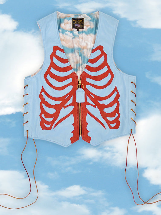 UNISEX SKELETON LEATHER VEST | ALEALI MAY COLLABORATION | ICE BLUE