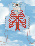 UNISEX SKELETON LEATHER VEST | ALEALI MAY COLLABORATION | ICE BLUE
