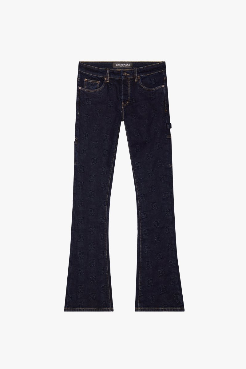 "FROSTLINE" STACKED FLARE JEAN DARK BLUE