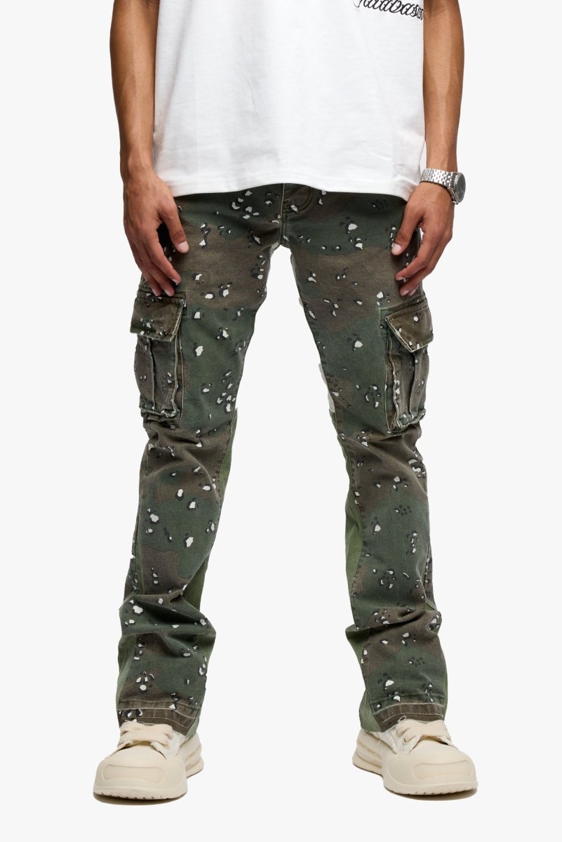 Geno Stacked Flare Jean Db Green