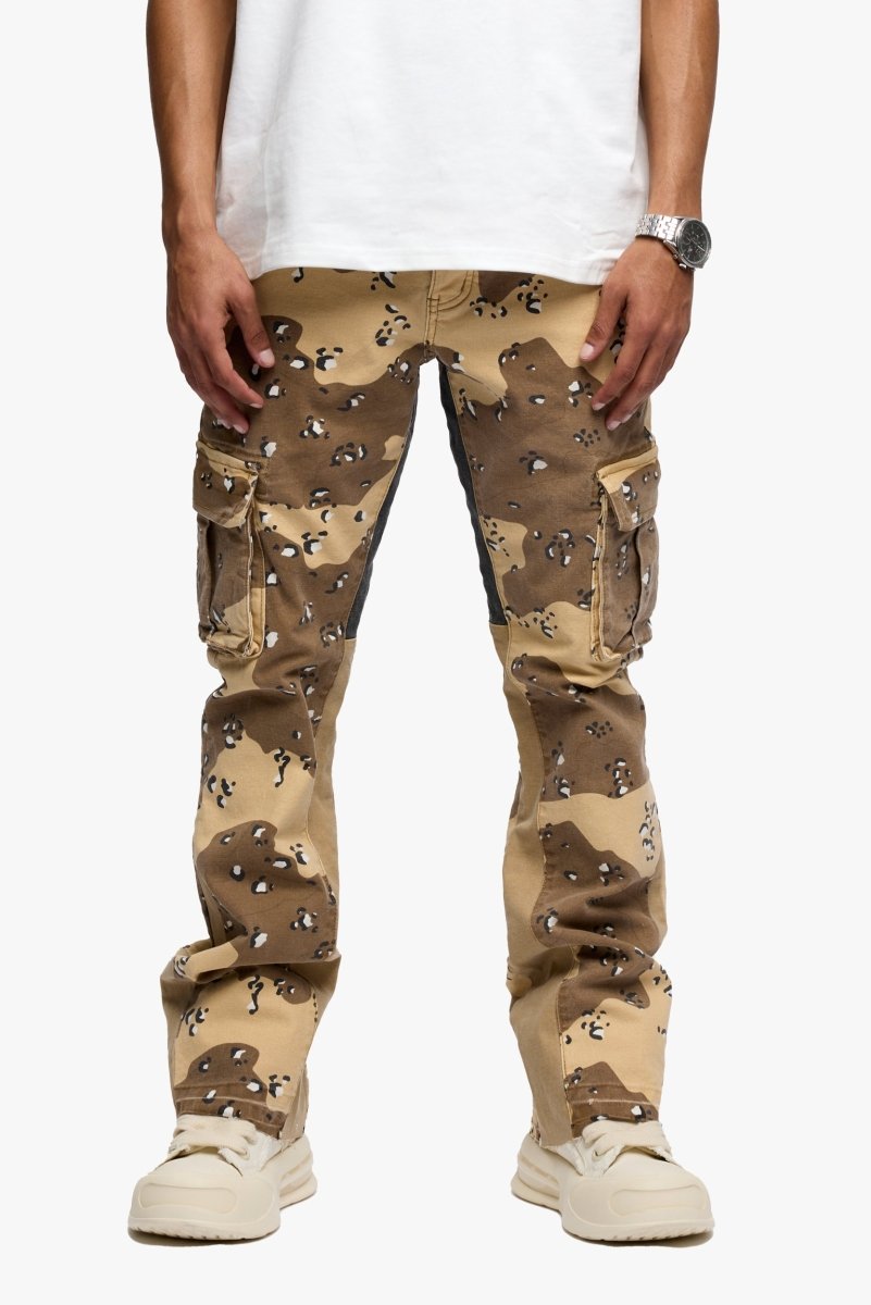 Geno Stacked Flare Jean Db Sand