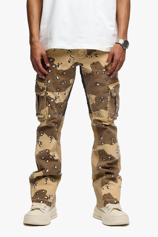 Geno Stacked Flare Jean Db Sand