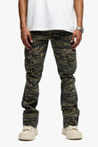 Geno Stacked Flare Jean Tac Green