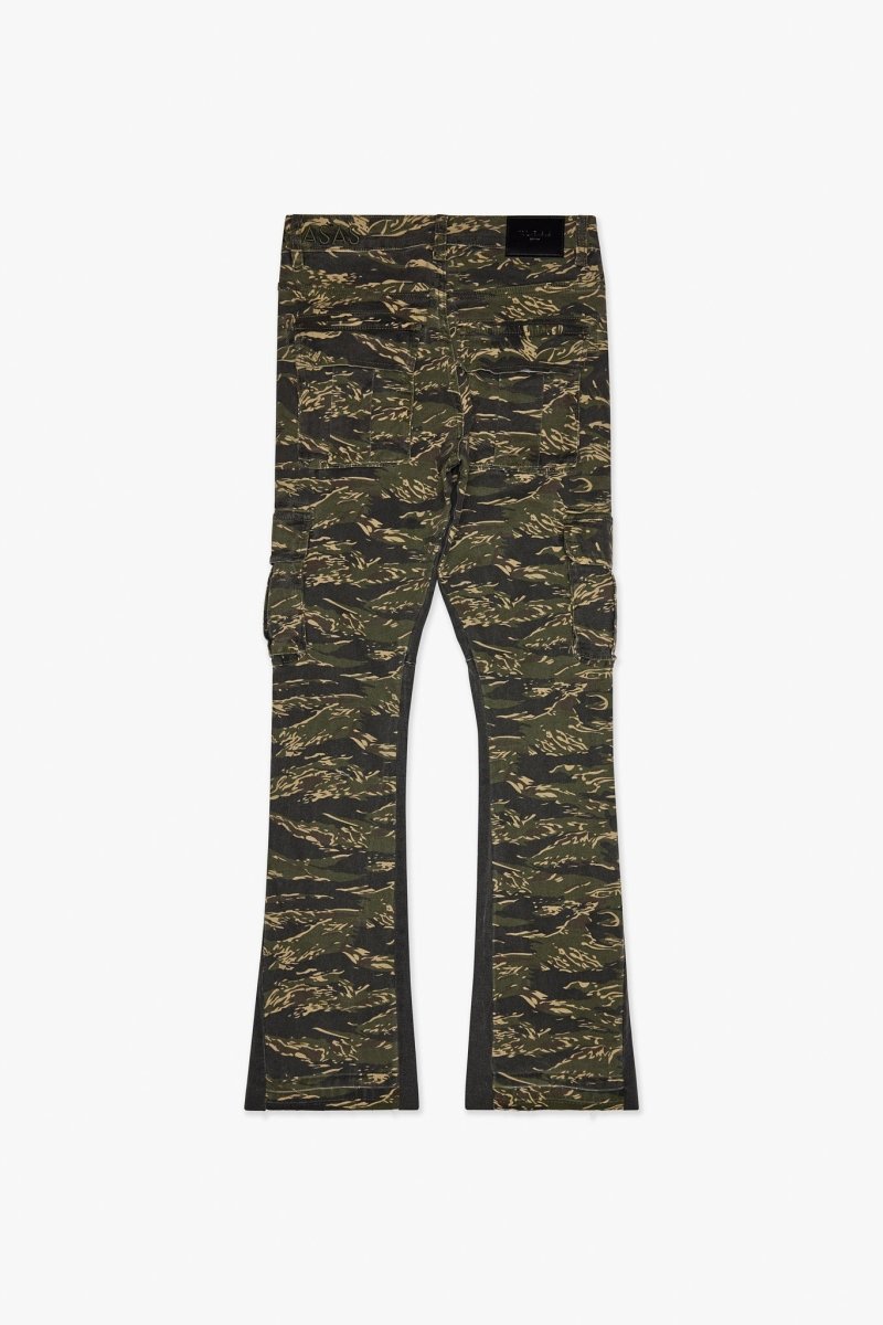 Geno Stacked Flare Jean Tac Green