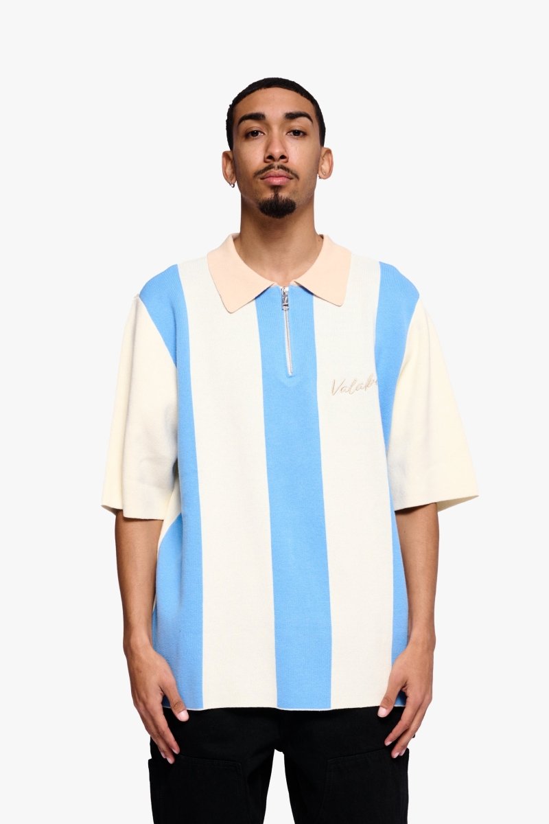 Getaway Woven Collar Half Zip Shirt Blue