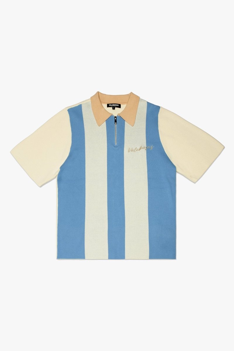 Getaway Woven Collar Half Zip Shirt Blue