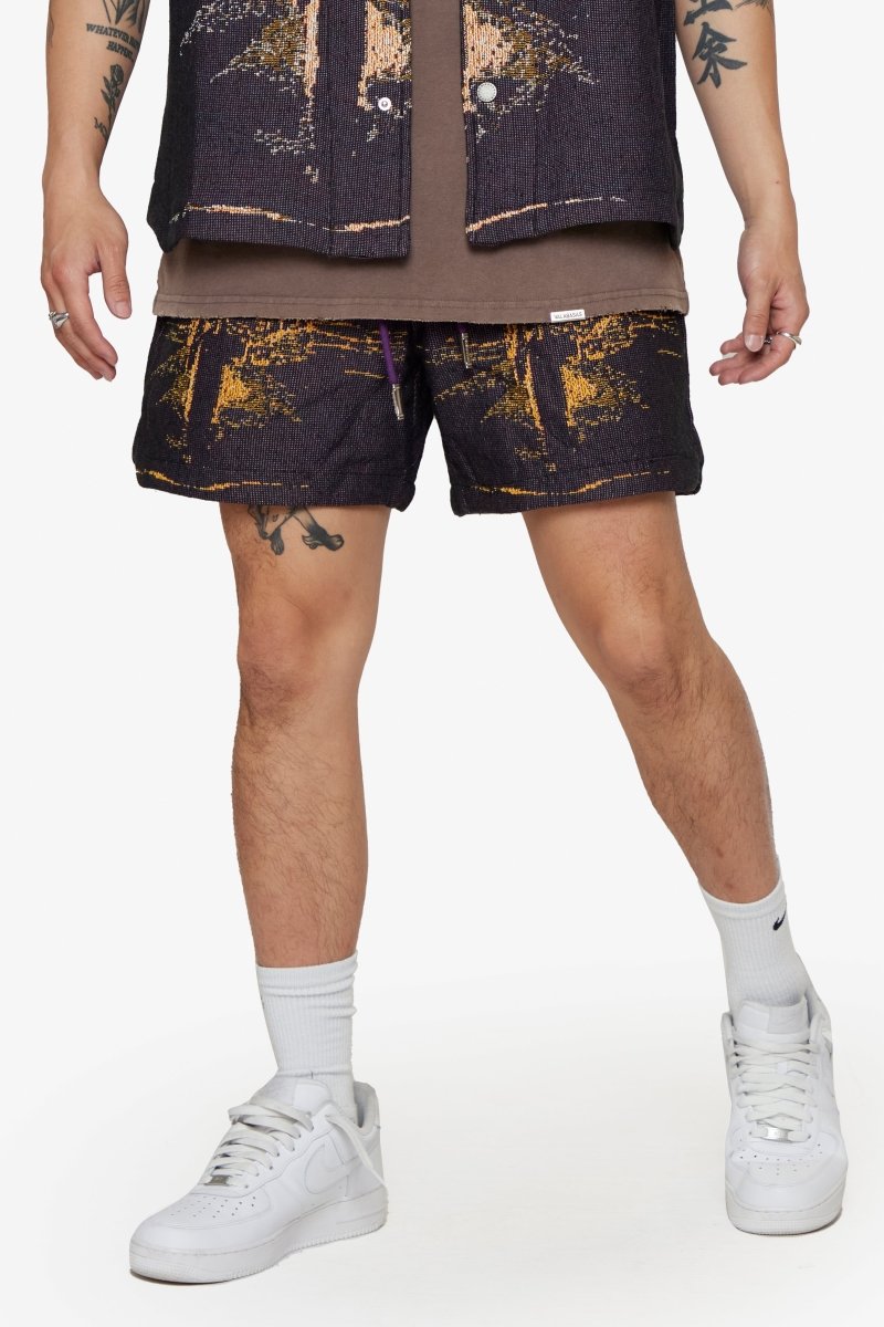 "GHOST HANDS" TAPESTRY SHORTS PURPLE
