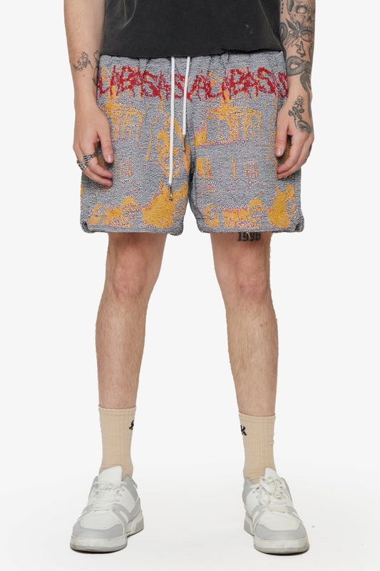 "GHOST HANDS" TAPESTRY SHORTS WHITE