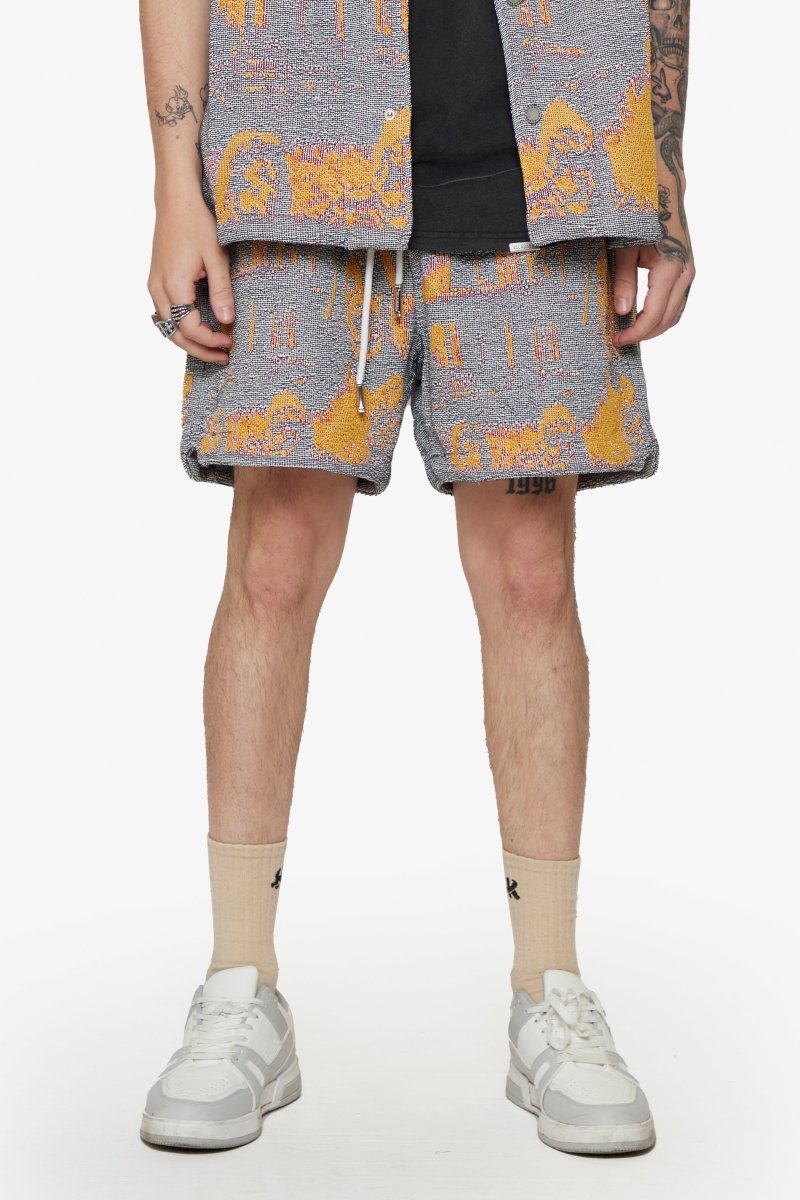 "GHOST HANDS" TAPESTRY SHORTS WHITE