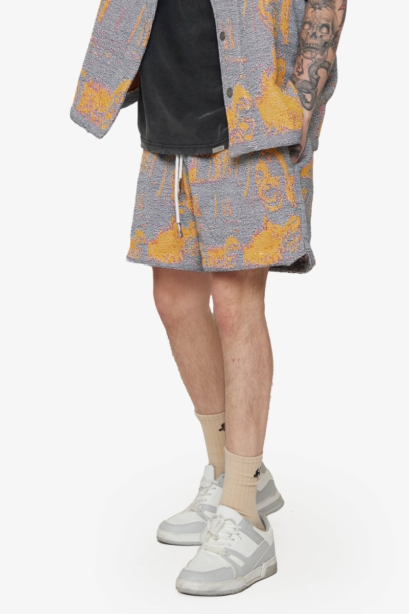 "GHOST HANDS" TAPESTRY SHORTS WHITE