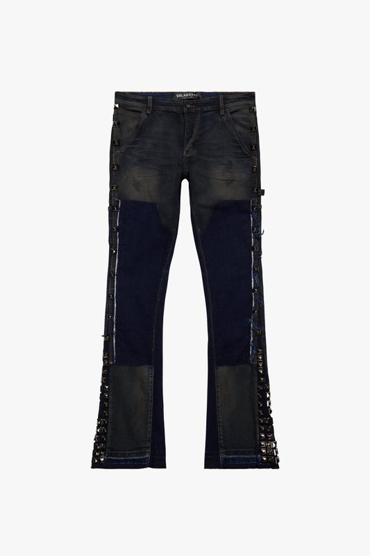 "GLAZ"  STACKED DK BLUE WASH