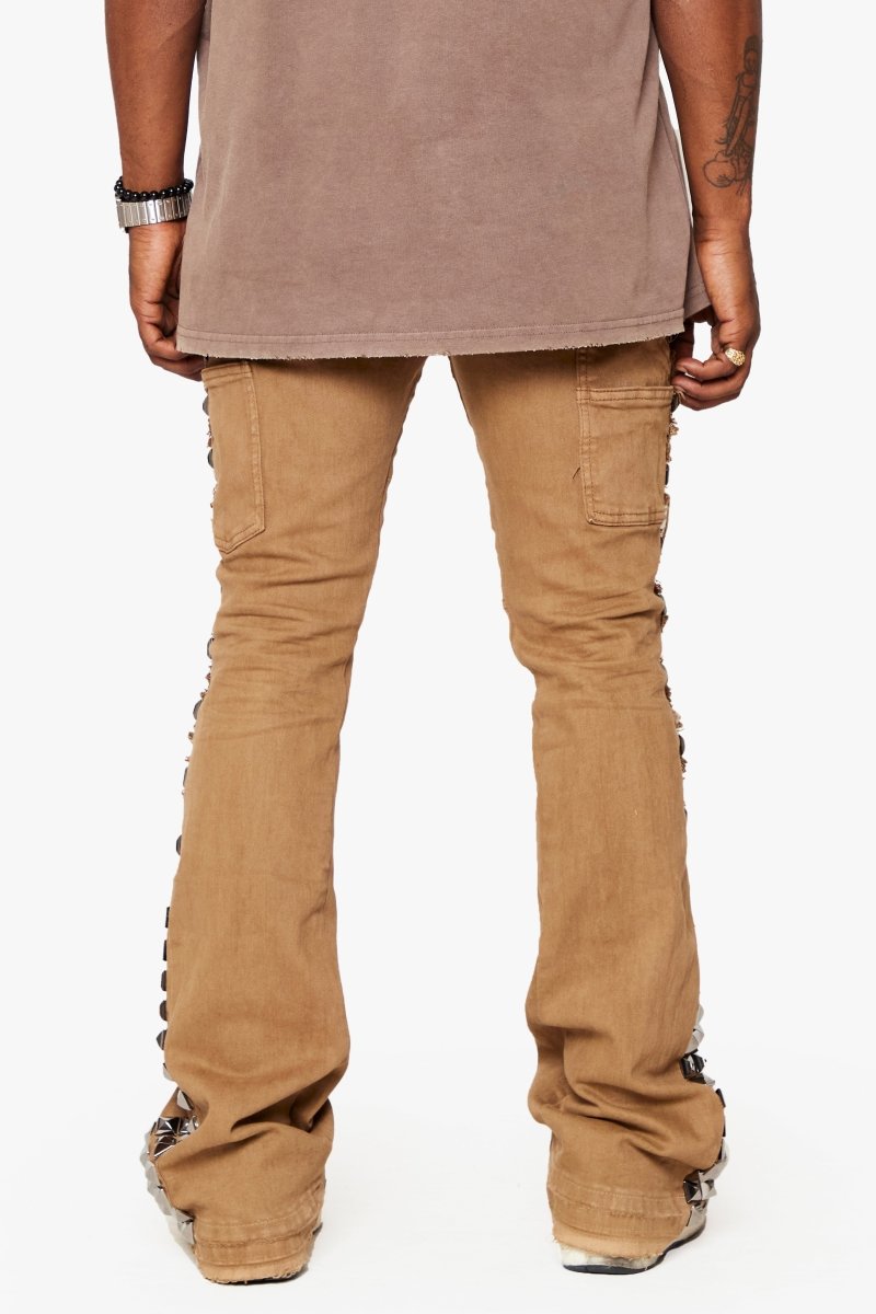 "GLAZ" STACKED FLARE JEAN SAND DRIFT