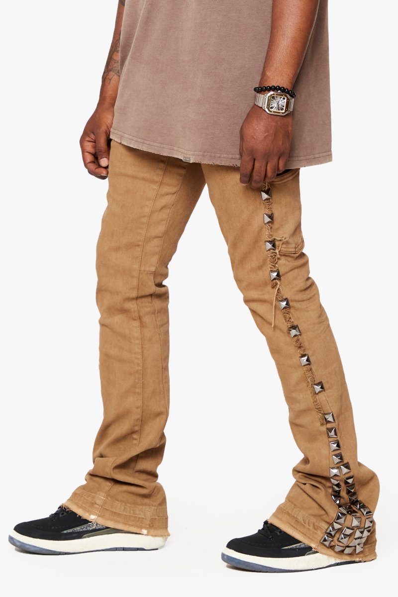 "GLAZ" STACKED FLARE JEAN SAND DRIFT