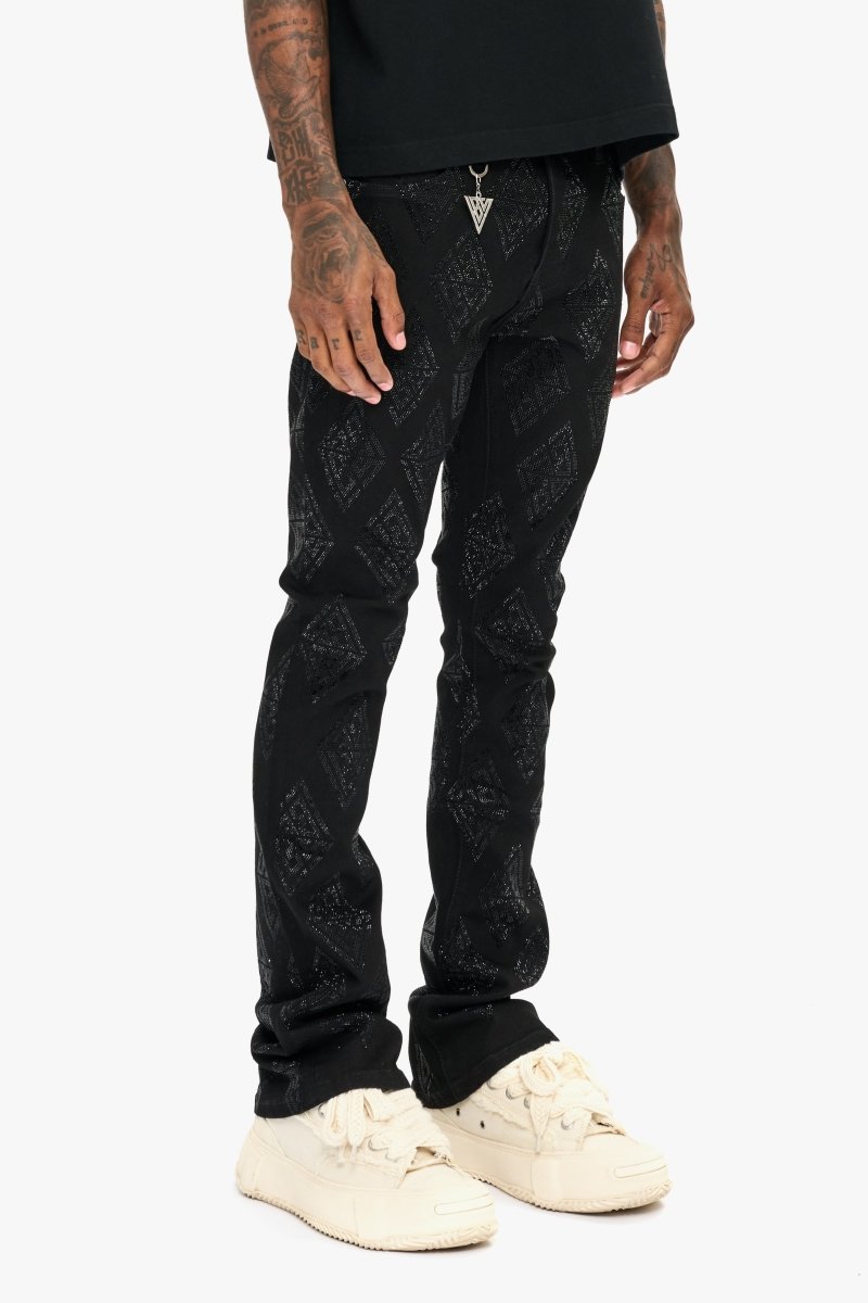 Glim Stacked Flare Jeans Black