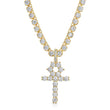 Diamond Ankh Cross Necklace Pendant & Tennis Chain