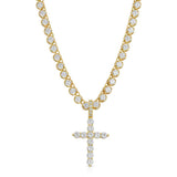 Diamond Cross Necklace Pendant & Tennis Chain
