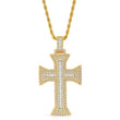 Emerald Cut Cross Necklace Pendant & Rope Chain