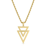 Dual Arrow Gold Necklace Pendant & Rope Chain