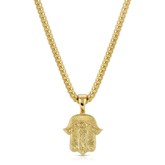 Hamsa Hand Necklace Pendant & Franco Chain