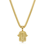 Hamsa Hand Necklace Pendant & Franco Chain