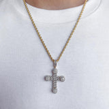 14k Solid Gold Diamond Cuban Cross Pendant (1 CTW)