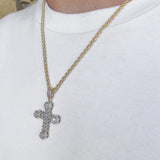 14k Solid Gold Diamond Cuban Cross Pendant (1 CTW)