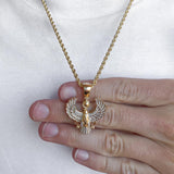 10k Solid Gold Diamond Horus Necklace Pendant .35 CTW