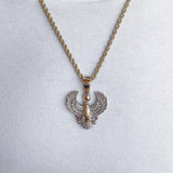 10k Solid Gold Diamond Horus Necklace Pendant .35 CTW
