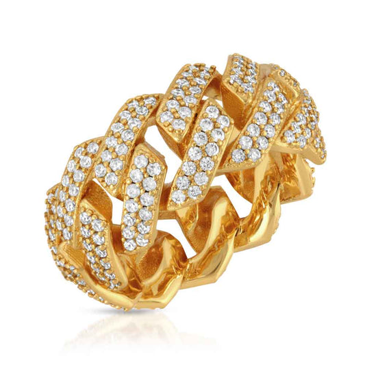 Straight Edge Diamond Cuban Ring