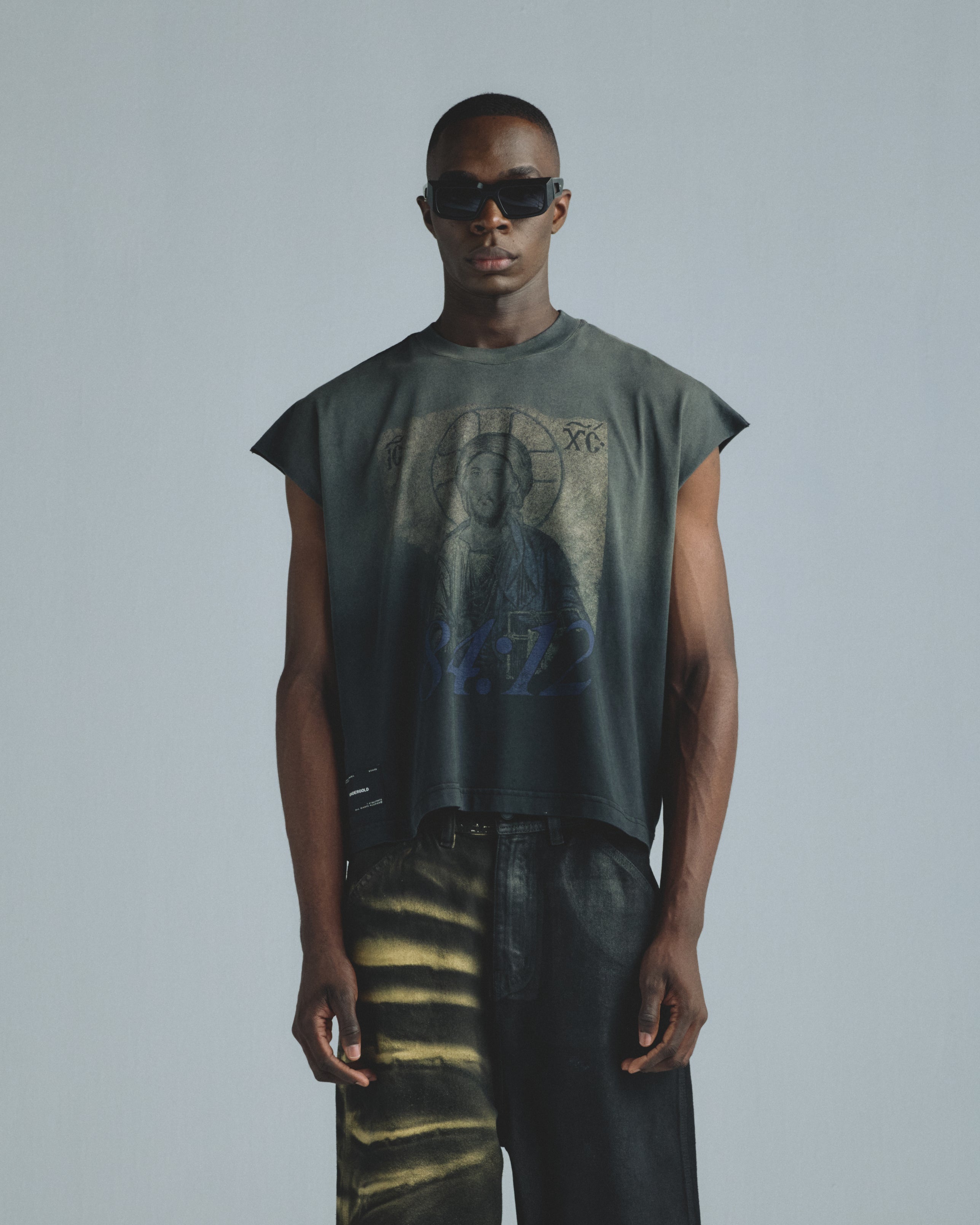 Gratia Plena Pantocrator Sleeveless Tshirt Faded Black