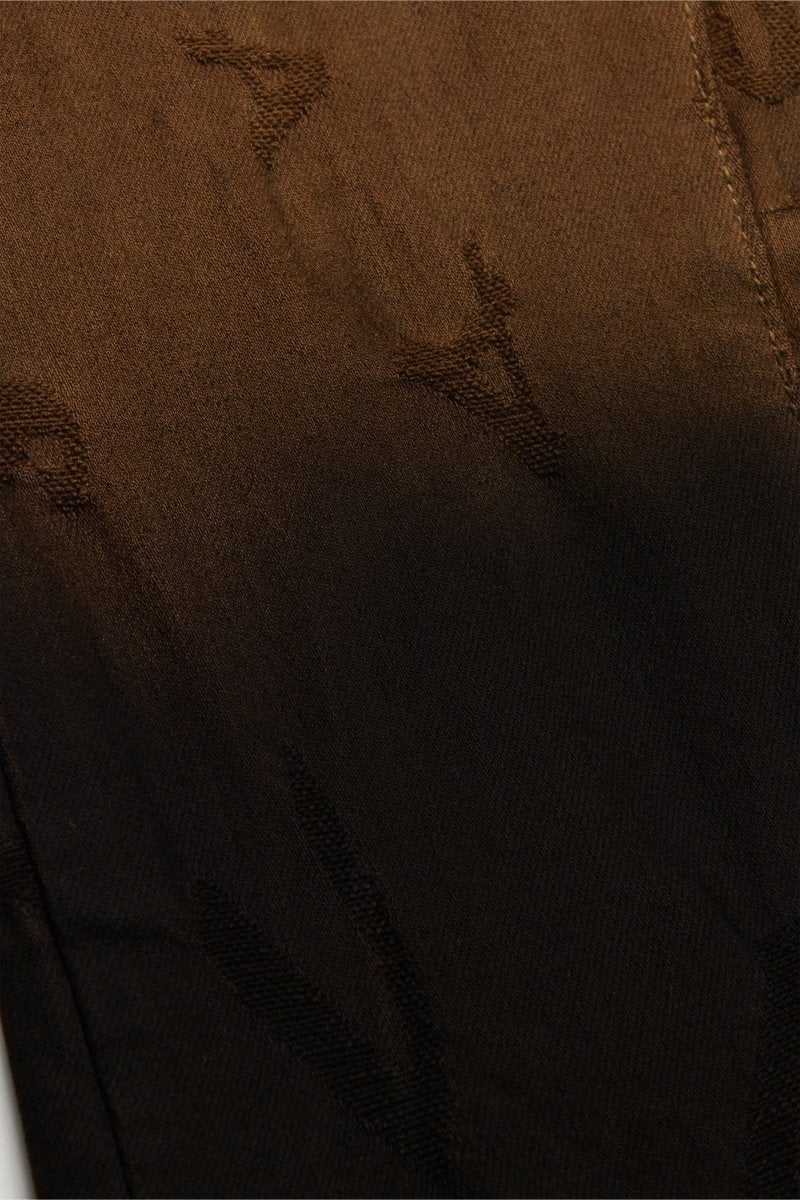 "GRIDLOCK" STACKED FLARE DENIM DARK KHAKI