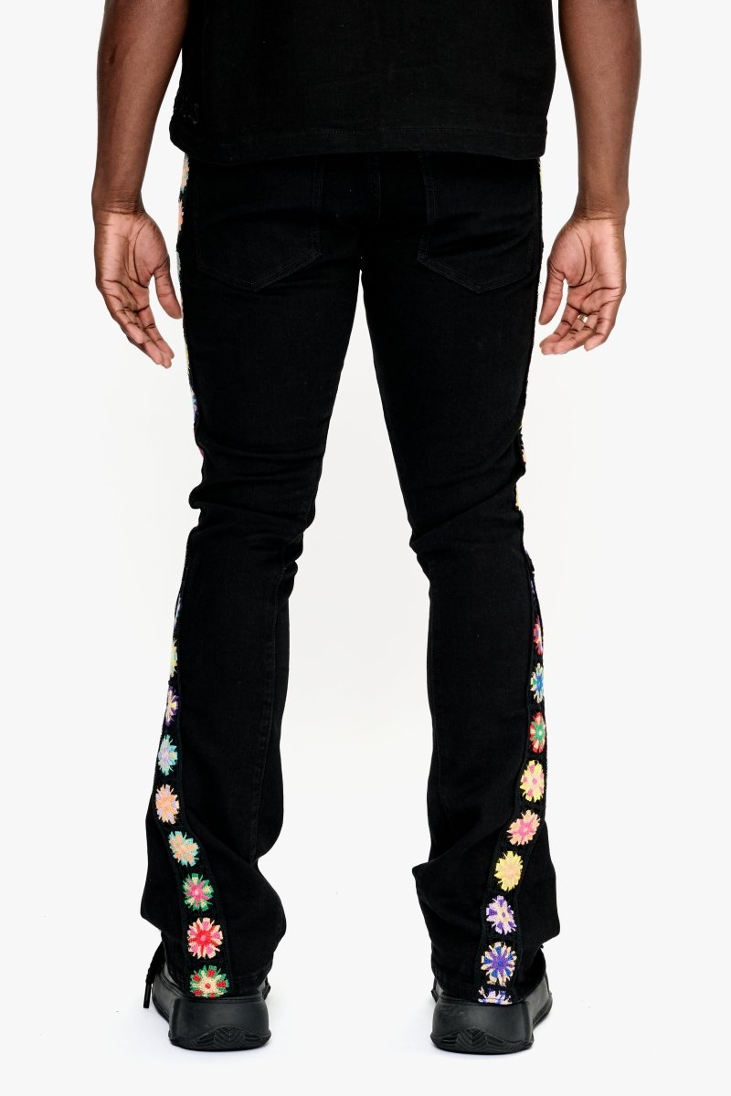 Groovy Stacked Flare Jean Jet Black