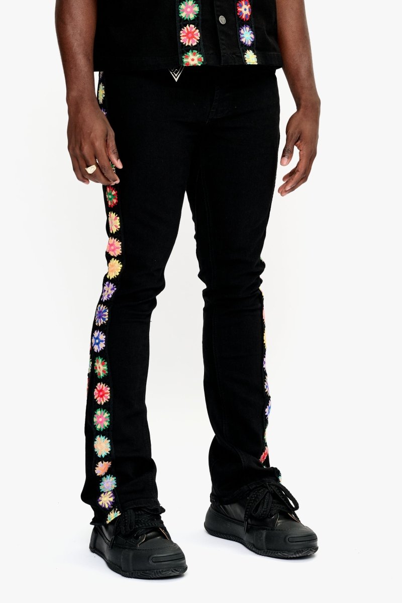 Groovy Stacked Flare Jean Jet Black