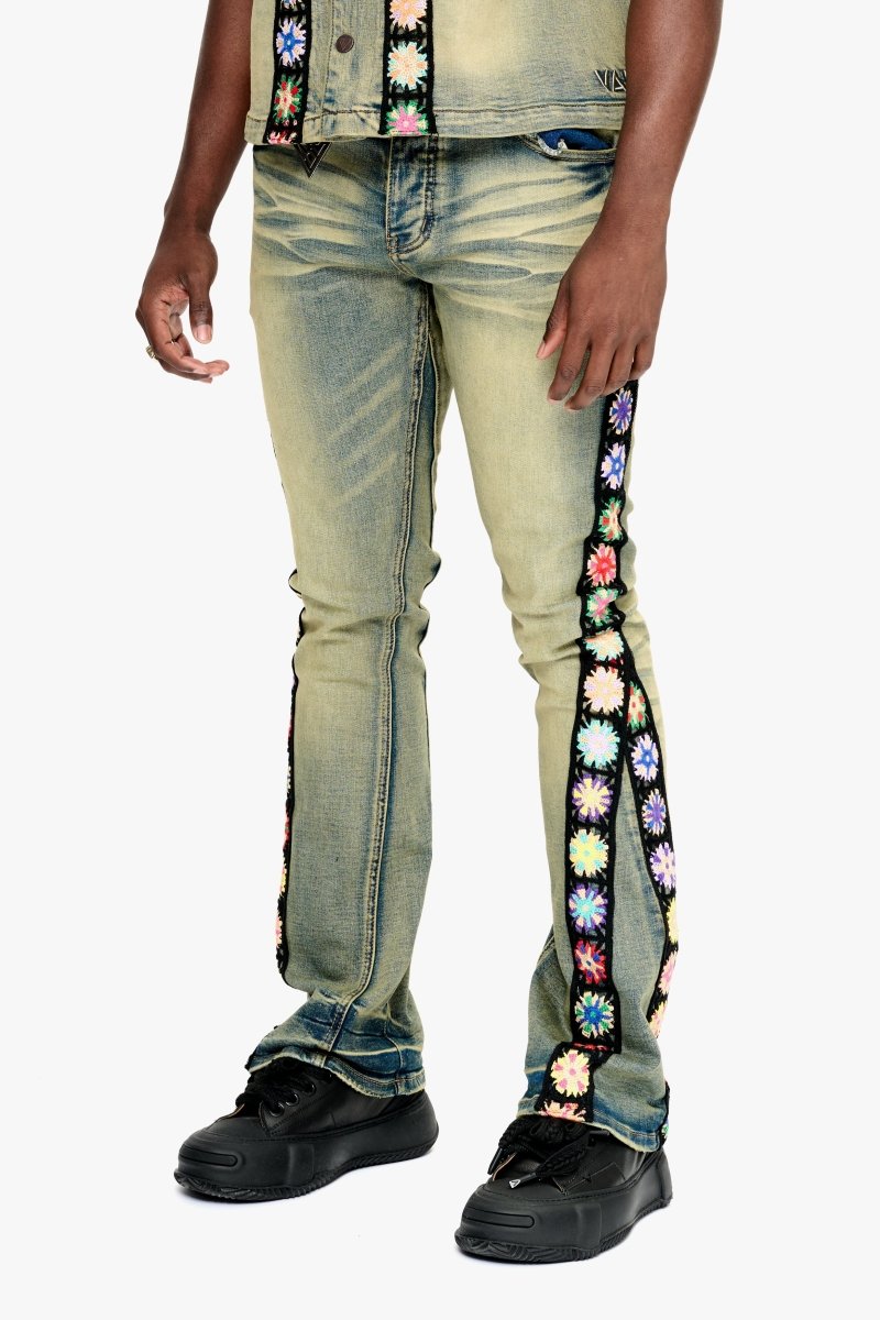 Groovy Stacked Flare Jean Vintage Blue Stacked Flare Jean