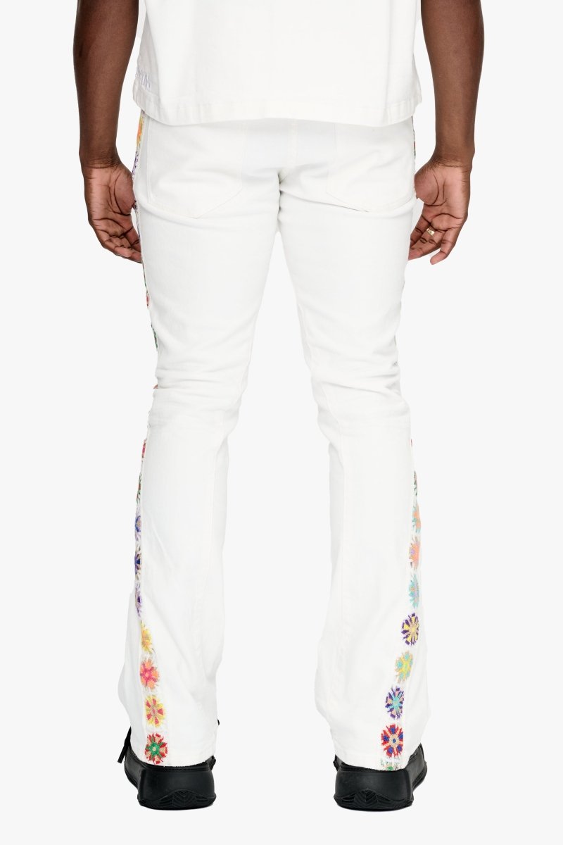 Groovy Stacked Flare Jean White